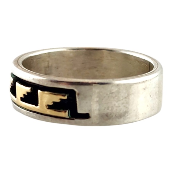 Dave Skeets 14K Yellow Gold & Sterling Silver Navajo Band Ring Size 9 #20095 - Picture 2 of 7